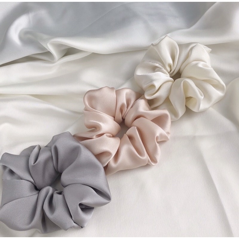 Dây cột tóc scrunchie vải phi bóng phong cách hàn quốc dành cho nữ