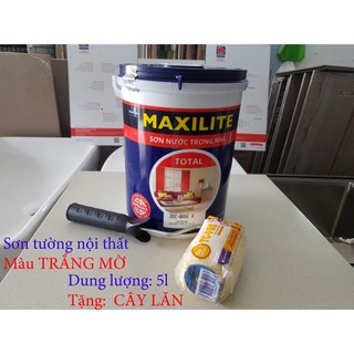 [TẶNG CÂY LĂN] Sơn tường nội thất Maxilite Total, trắng mờ, 5 lít, bám tường tốt, ngăn ngừa bong tróc