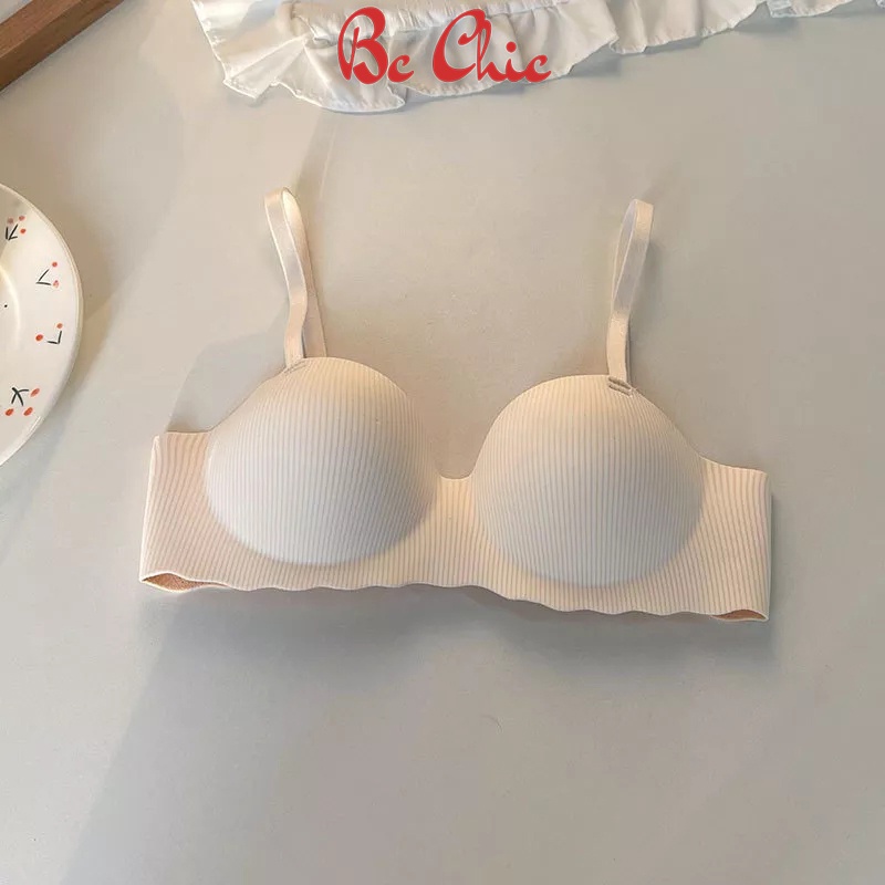 Áo lót nữ, áo lót su quả ngang kẻ sọc đệm bàn tay nâng ngực A06 BC_CHIC LINGERIE