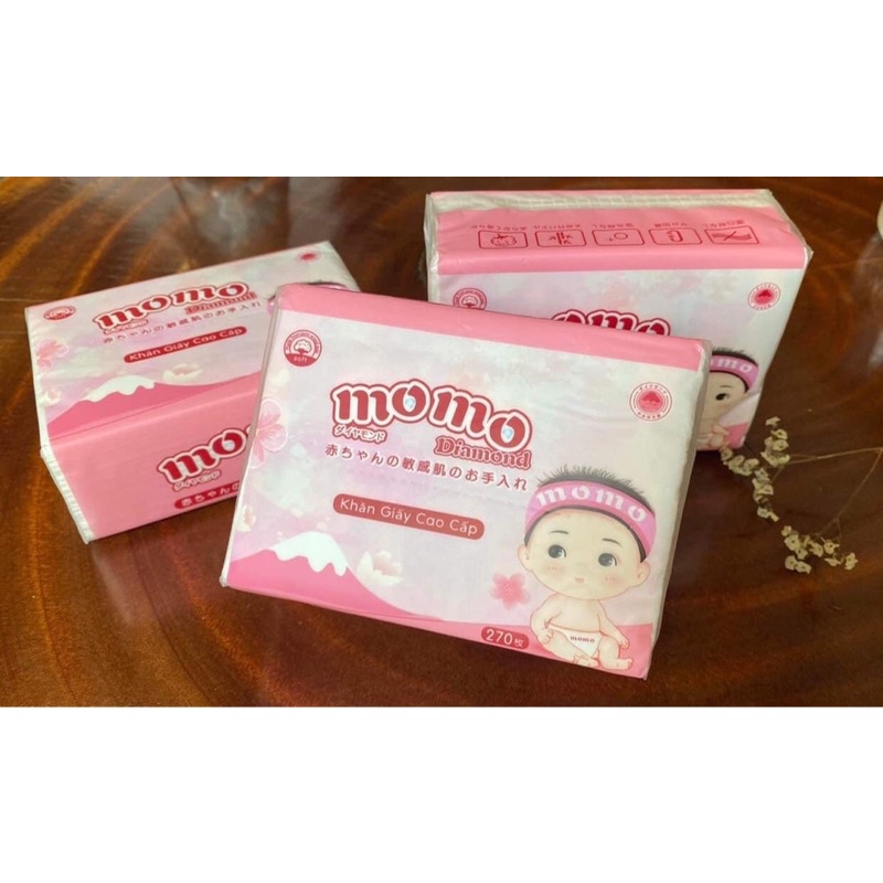 GÓI 270 TỜ KHĂN GIẤY MOMO DIAMOND GIẤY DAI,MỀM MẠI
