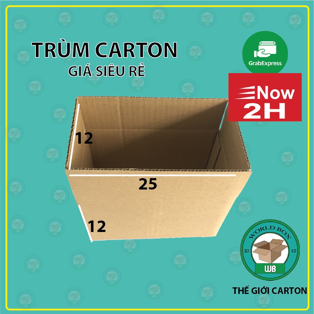 hộp carton đóng gói 25x12x12 bộ 20 trơn cứng cáp