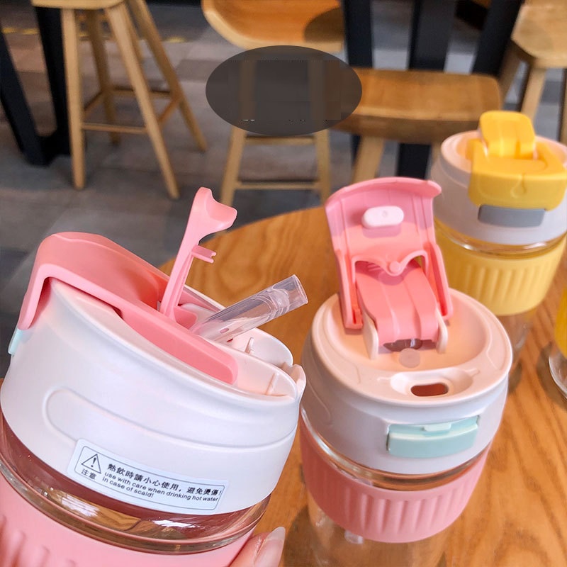 Bình thủy tinh uống trà sữa có ống hút xịn xò 380ml và 500ml