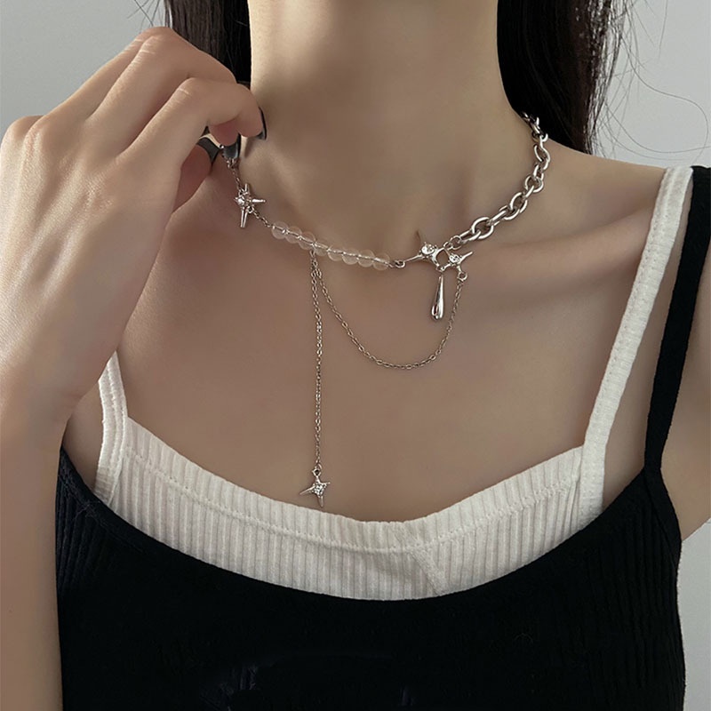 Dây Chuyền Mặt Hình Thánh Giá Đính Đá Zircon Phong Cách Hip Hop Punk Hàn Quốc 19A1293