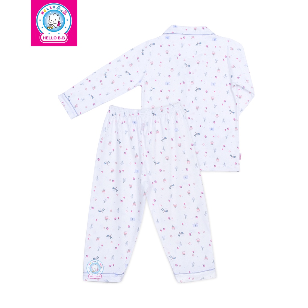 Bộ pyjamas bông dài bé gái 0263- HELLO BB