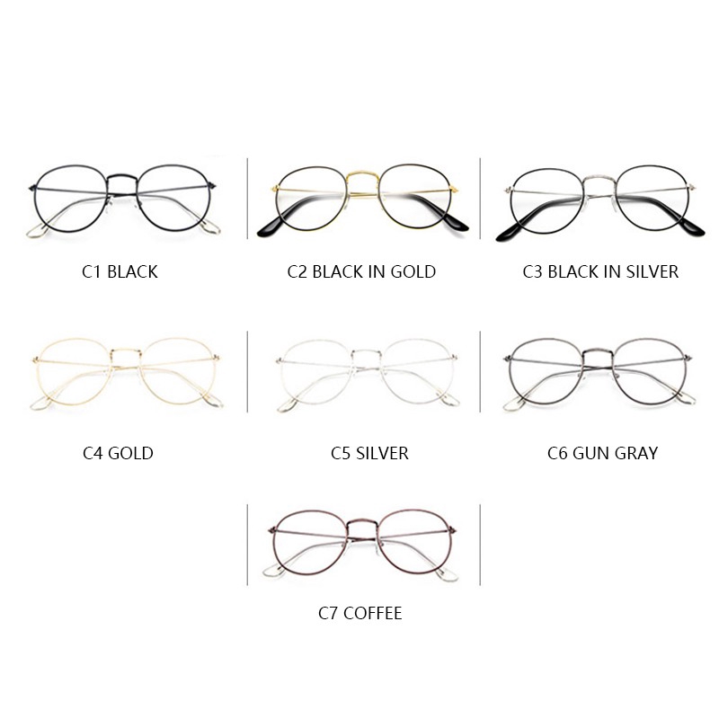 Kính mắt đọc sách gọng kim loại tròn phong cách retro thời trang