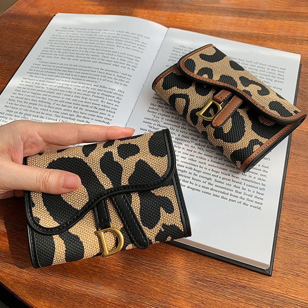 Ví Đựng Tiền Xu Nhiều Ngăn Họa Tiết Da Báo Thời Trang Cho Nữ