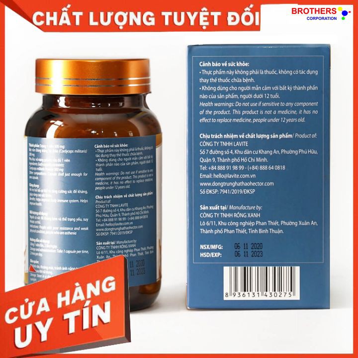 [Chính hãng] Viên nang đông trùng hạ thảo Hector 100% (Lọ 30 viên x 250 mg) | BigBuy360 - bigbuy360.vn