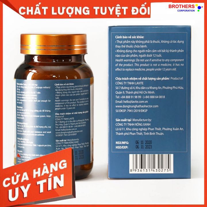 [Chính hãng] Viên nang đông trùng hạ thảo Hector 100% (Lọ 30 viên x 250 mg)