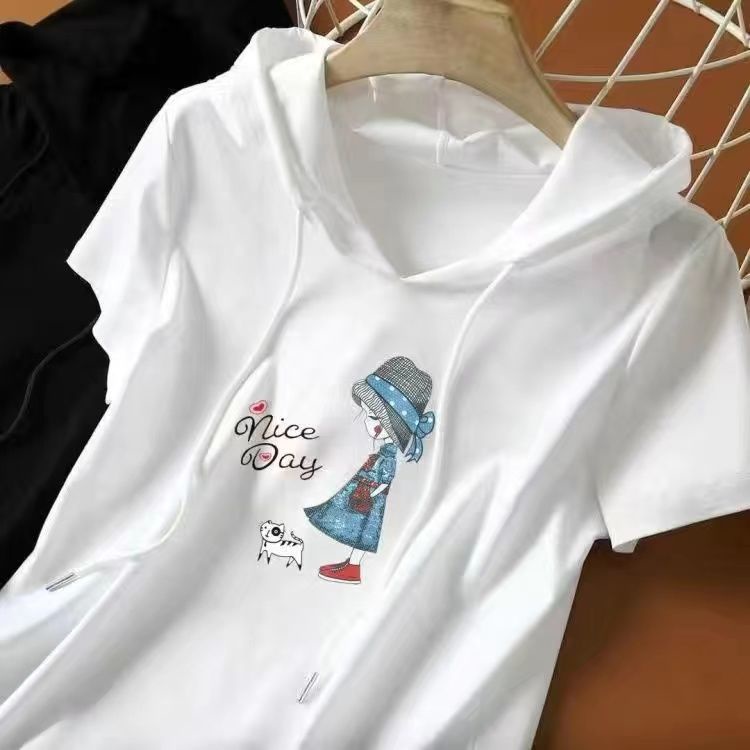 Áo Hoodie Ngắn Tay Dáng Rộng Thiết Kế Mới Thời Trang Mùa Hè Theo Phong Cách Hàn Quốc