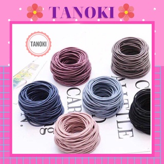 Set 50 Chun cột ,dây buộc tóc TANOKI dây chun cột tóc Hàn Quốc  CT001