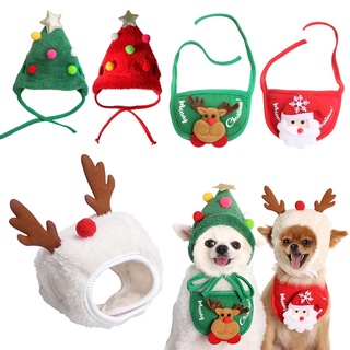 Bộ nón + khăn choàng cổ + khăn choàng cổ hóa trang ông già noel / tuần lộc cho thú cưng