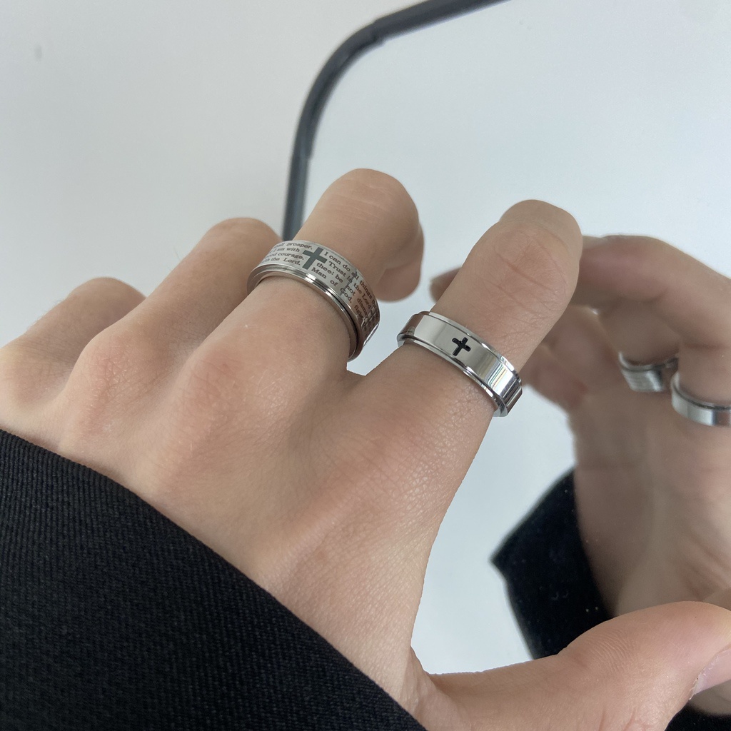 Nhẫn Đeo Tay Kim Loại Khắc Chữ Thời Trang Unisex