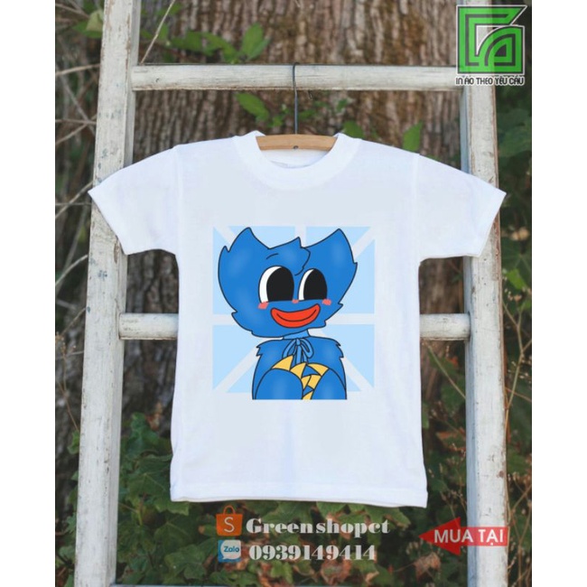 Áo Thun Trẻ Em Tay Ngắn In Chữ Poppy Playtime Huggy Wuggy Vải Thái S342