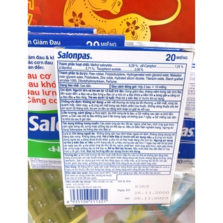 Miếng Dán Giảm Đau Salonpas (Hộp 20 miếng)