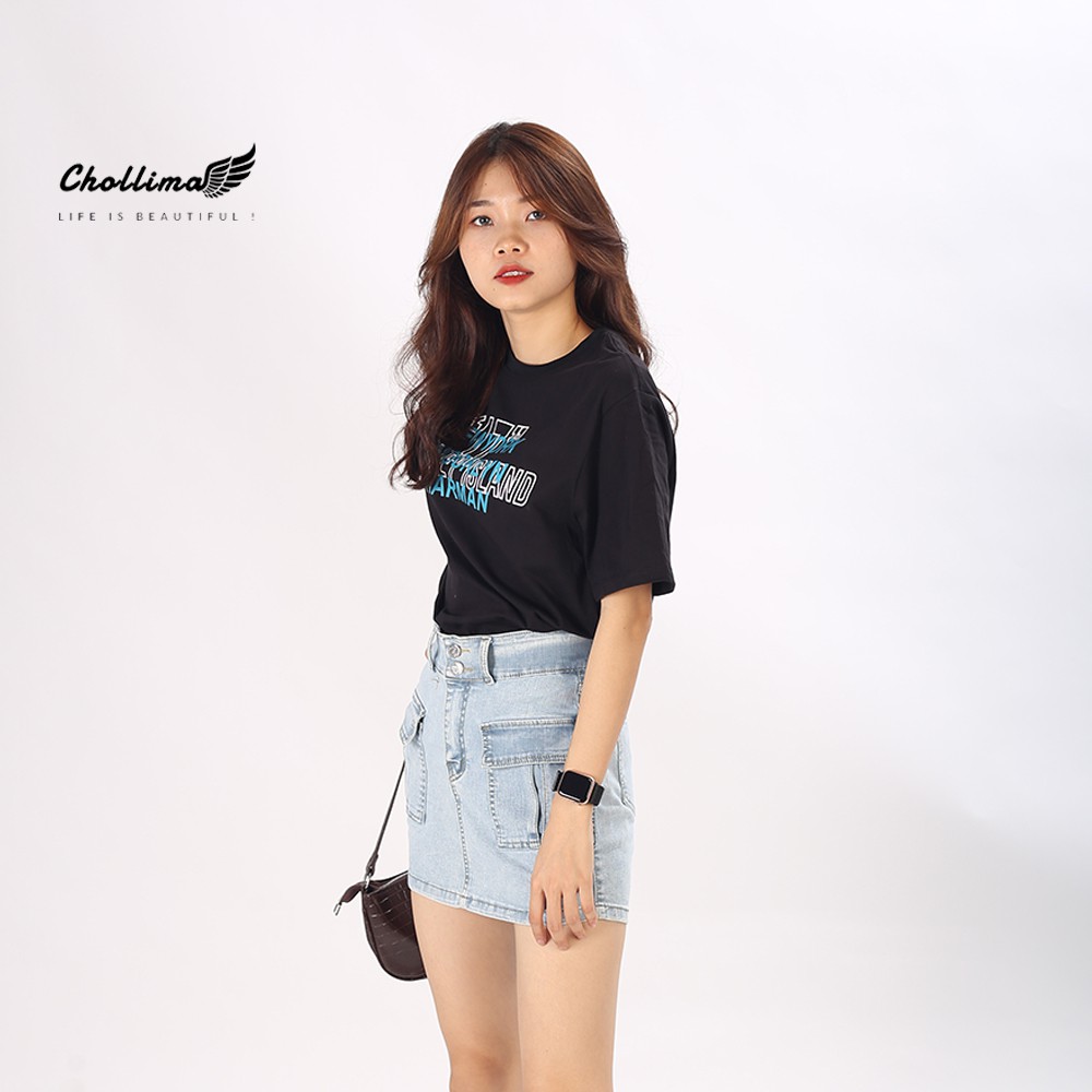 Váy jeans co giãn Chollima túi hộp có quần trong màu xanh trắng VAY003 – váy bò ulzzang | BigBuy360 - bigbuy360.vn