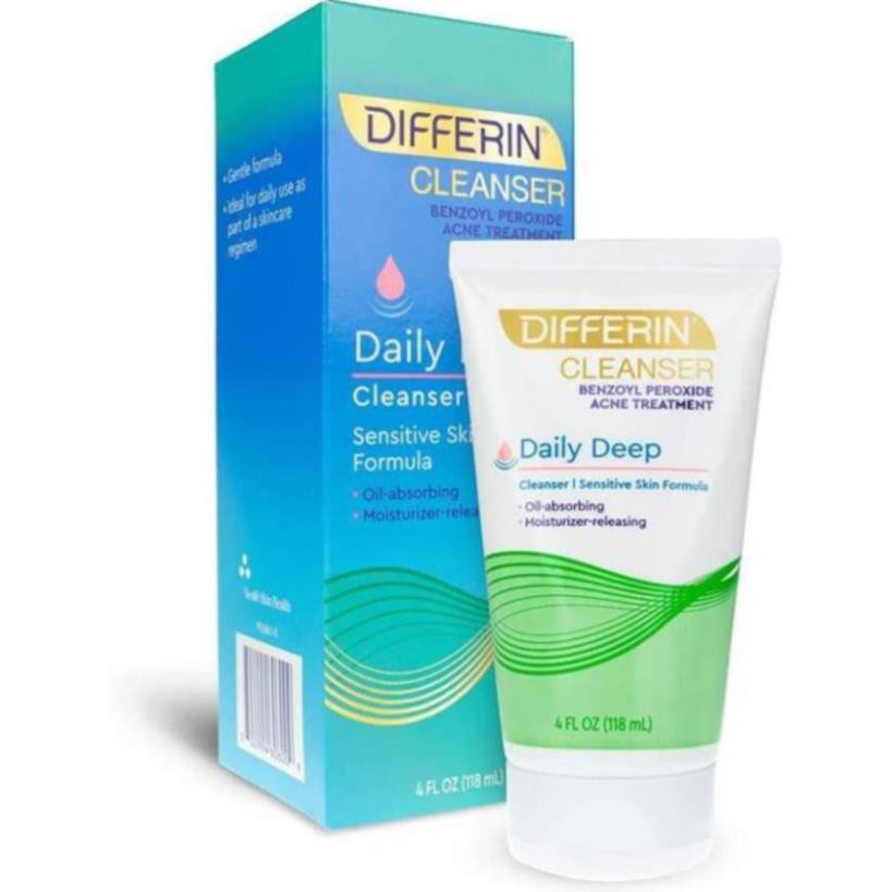 (NHẬP KHẨU CANADA) Sữa rửa mặt giảm mụn dành cho da nhạy cảm Differin Daily Deep Cleanser Benzoyl Peroxide  5%  118mL | BigBuy360 - bigbuy360.vn