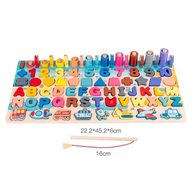 Giáo Cụ Montessori Cột Tính Hình Và Số 2 In 1 Cho Bé