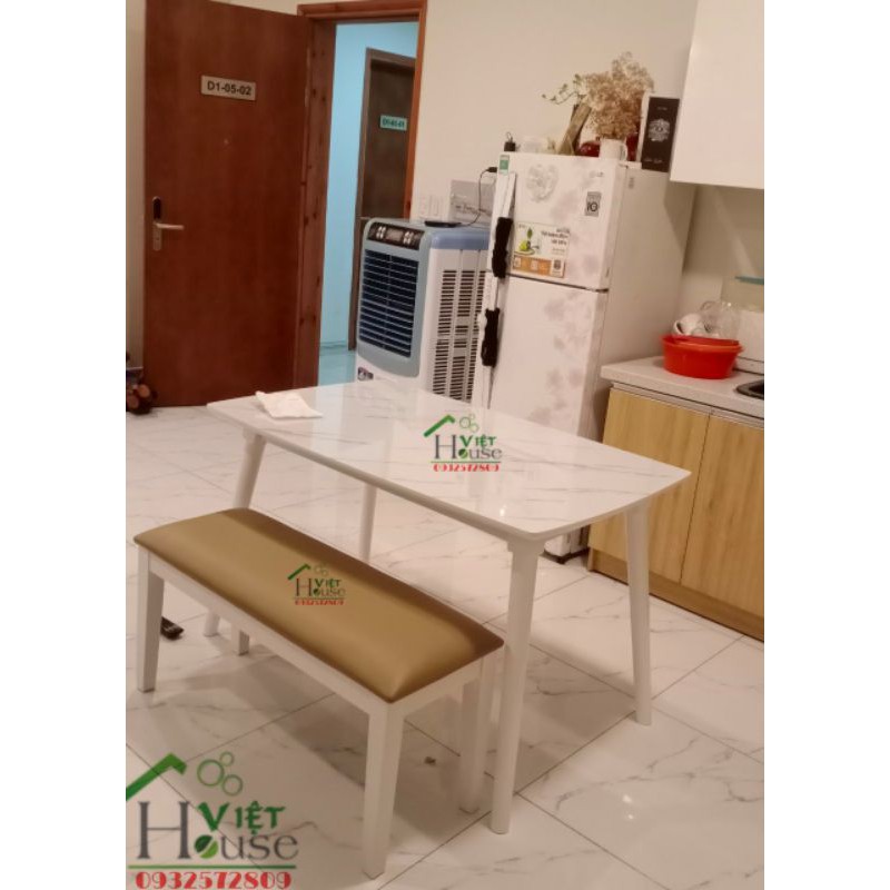 Combo Bàn ăn giả đá và ghế bench nhỏ gọn, xinh (Freeship nt HCM, Dĩ An, Biên Hoà)