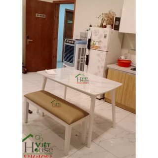 Combo Bàn ăn giả đá và ghế bench nhỏ gọn, xinh (Freeship nt HCM, Dĩ An, Biên Hoà)