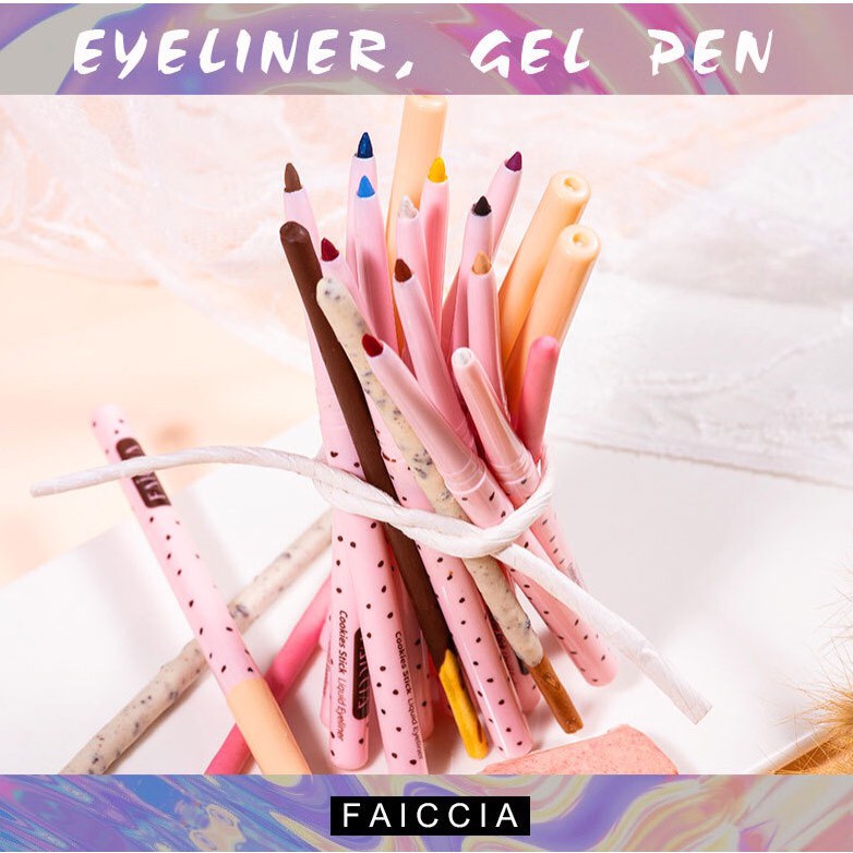 Chì kẻ mắt FAICCIA nhiều màu nét sắc mảnh chống nước lâu trôi Cookies Stick Gel Eyeliner FACI08