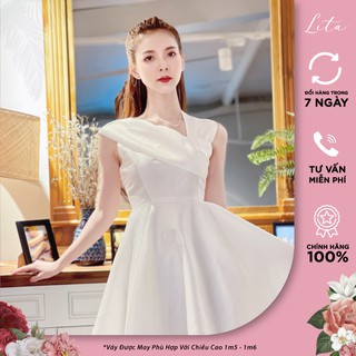 Đầm dự tiệc nữ Lita - Đầm thiết kế dáng xòe cổ chéo sang trọng SKU: VCS16