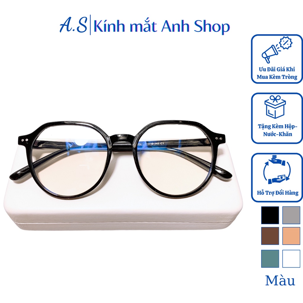 Gọng kính tròn lục giác nam nữ chất liệu nhựa dẻo 2361