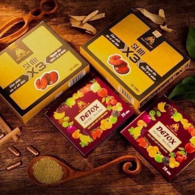 Combo 5 Hộp giảm cân tặng 5 hộp detox ban đêm mẫu mới tặng bao lì xì