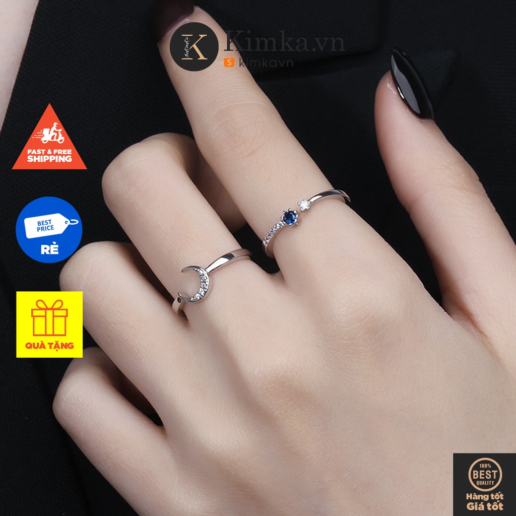 (0116) Nhẫn Đôi Kết Hợp Hàn Quốc Ngôi Sao Và Trăng ⭐️