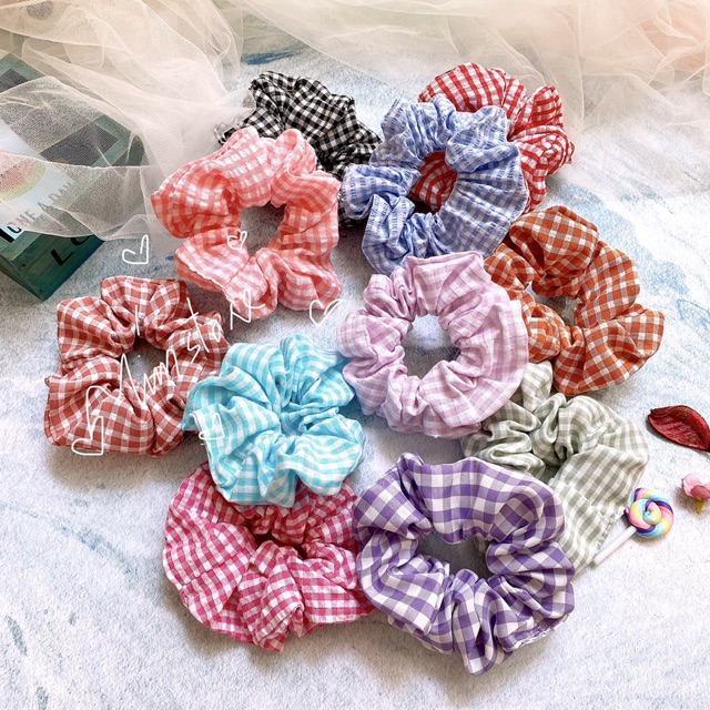 { Ảnh thật} SCRUNCHIES CARO VẢI ĐẸP- CỘT TÓC THỜI TRANG NỮ