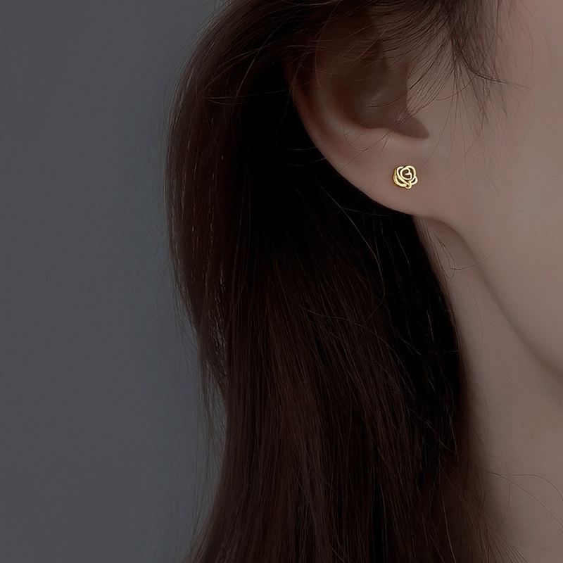 Bông Tai Mạ Bạc 925 Hình Hoa Hồng Thanh Lịch Cho Nữ