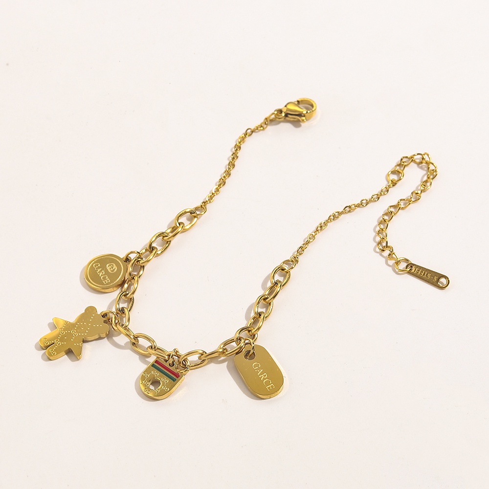 Vòng Đeo Tay Hai Chữ GG Bằng Thép Titan In Logo Gucci Thời Trang