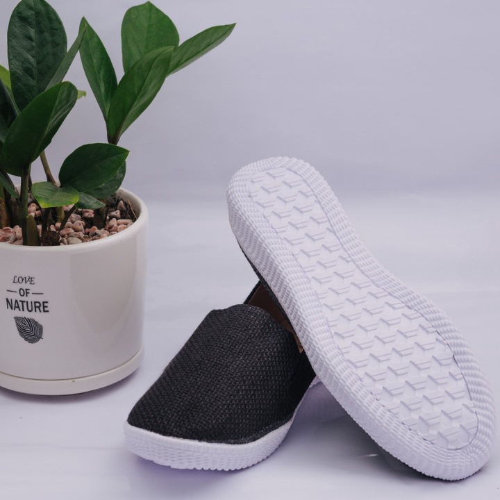 Giày lười vải bố đen