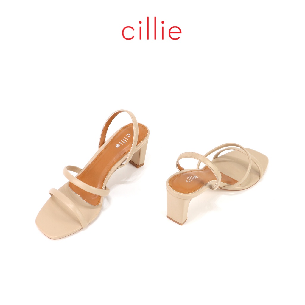 Giày sandal cao gót nữ quai mảnh phối màu mũi vuông gót trụ mang đi làm đi chơi dạo phố Cillie 1166