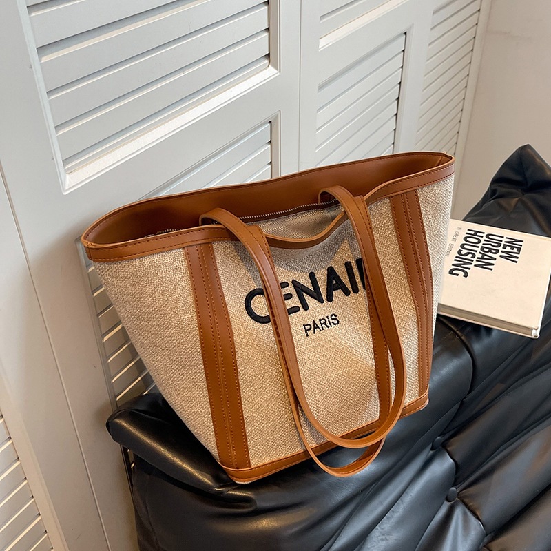 Túi đeo vai IELGY sức chứa lớn màu sắc tương phản in họa tiết chữ cái thời trang dành cho nữ