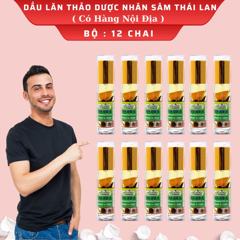 12 Chai Dầu Nhân Sâm Ginseng Green Herb Oil 8ml Thái Lan