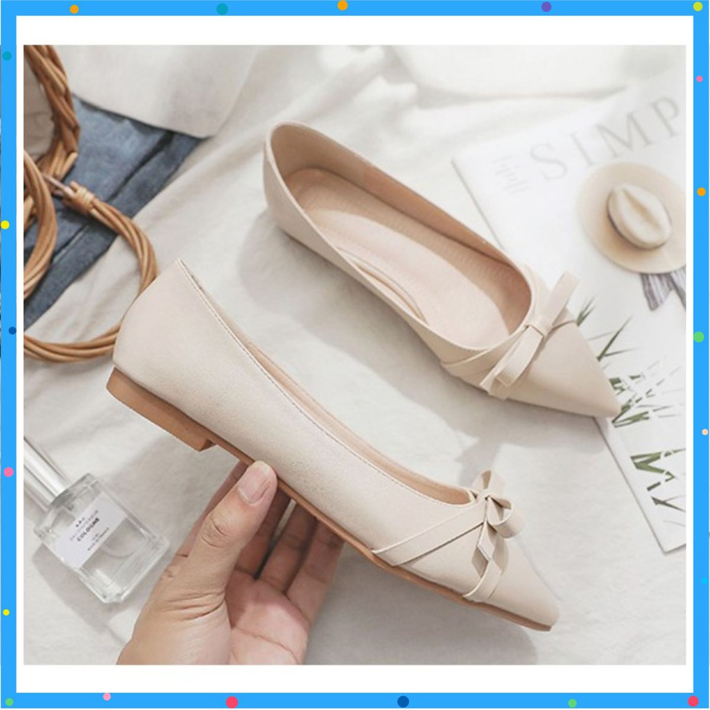 ] GIÀY BỆT ĐÍNH NƠ MÀU KEM SIÊU XINH MÃ LC_B3