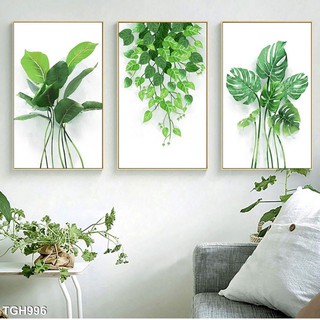combo sản phẩm bộ 3 tranh LÁ LOANG kèm khung composite cao cấp size 35x50
