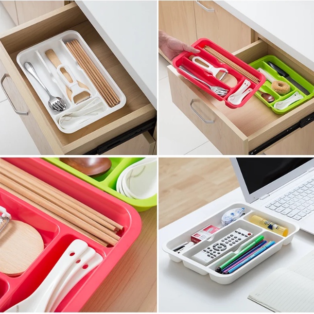 KHAY ĐỰNG ĐŨA MUỖNG, DAO, KÉO CHIA 4 NGĂN - NỘI ĐỊA NHẬT BẢN