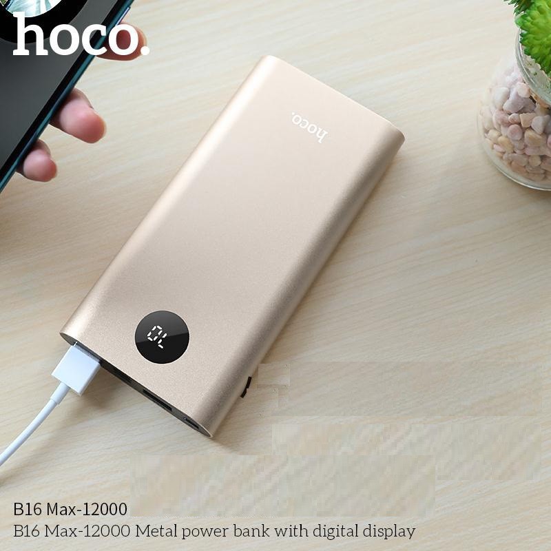 SẠC DỰ PHÒNG IPHONE ANDROID HOCO B16 MAX METAL 12000 MAH SIÊU MỎNG