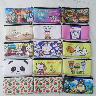 Bóp đựng bút viết in hình hoạt hình Doremon, kitty, totoro, cony