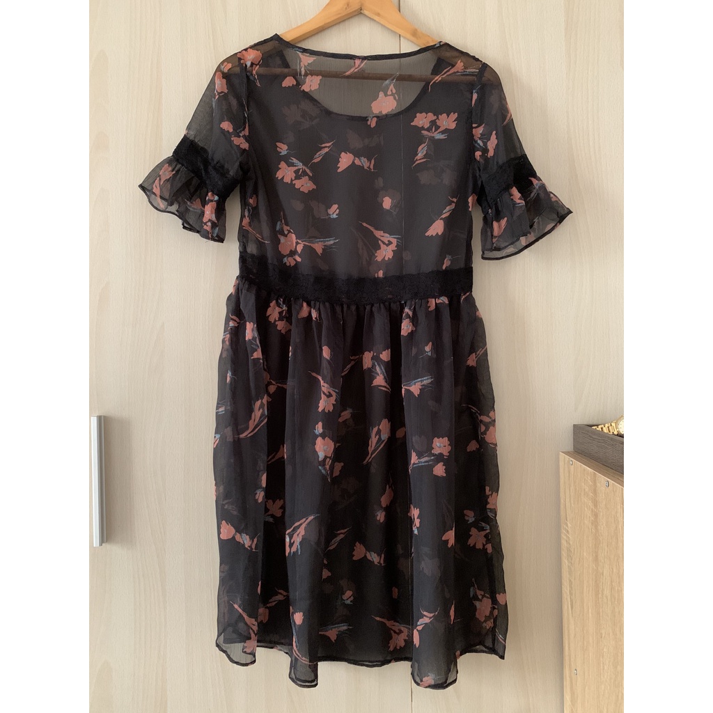 Đầm voan hoa kiểu cổ điển No Brand