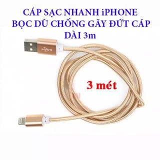 Cáp Sạc Iphone/ Android💎CHỐNG ĐỨT💎Dây Sạc Iphone/Android Dài 3M Bọc Dù Siêu Bền