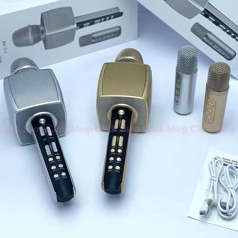 Micro Karaoke Bluetooth Không Dây, Mic Karaoke YS91 YS92 YS95 YS97 YS98 Có Loa Bass treble Chất Thu Giọng Hát Nhẹ Âm To