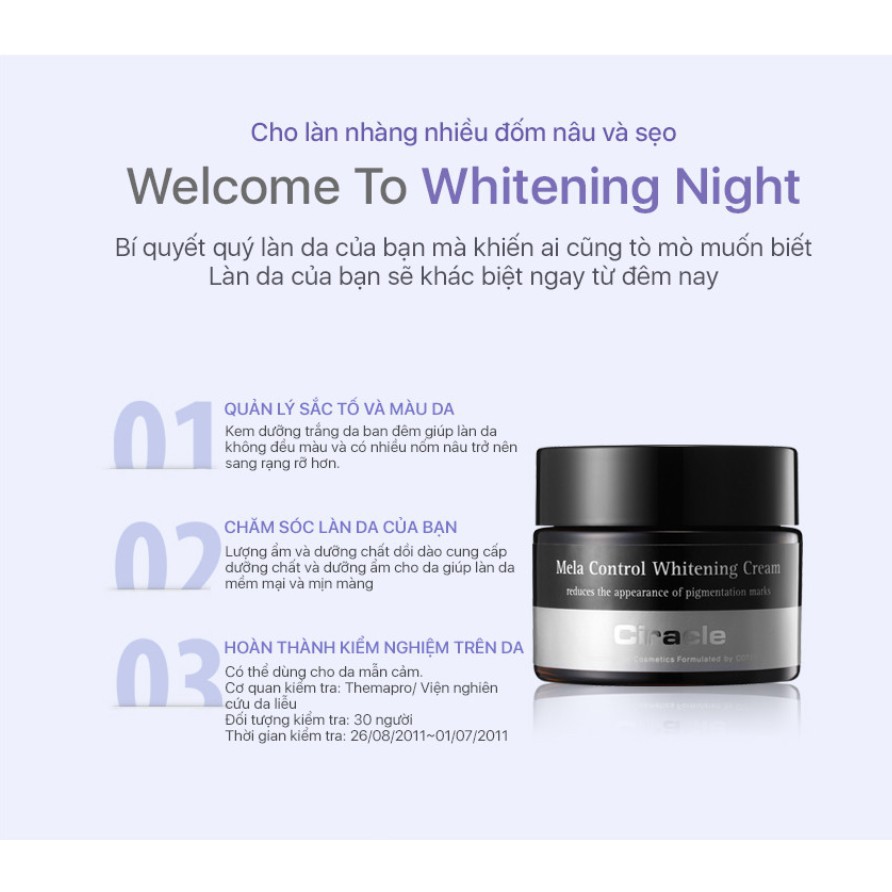 Kem Dưỡng Trắng Da Ban Đêm Ciracle Mela Control Whitening Cream 50ML