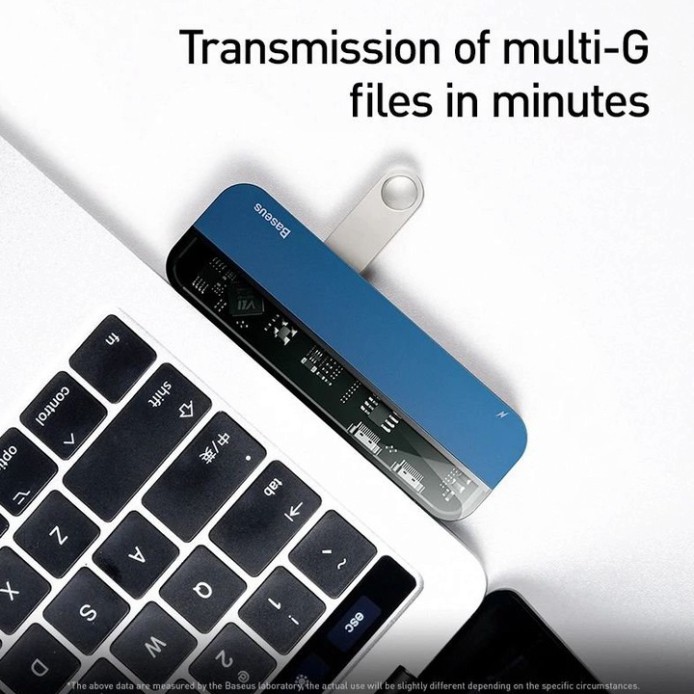 Sản Phẩm Bộ Hub chuyển đổi 5 trong 1 dùng cho Macbook, iPad Pro thương hiệu cao cấp Baseus CAHUB-TD03 - Màu Xanh .