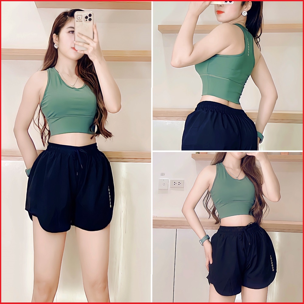 Bộ tập gym nữ, đồ tập gym aerobic nữ chất đẹp thấm hút mồ hôi tốt bra cổ tim kết hợp quần đùi 2 lớp