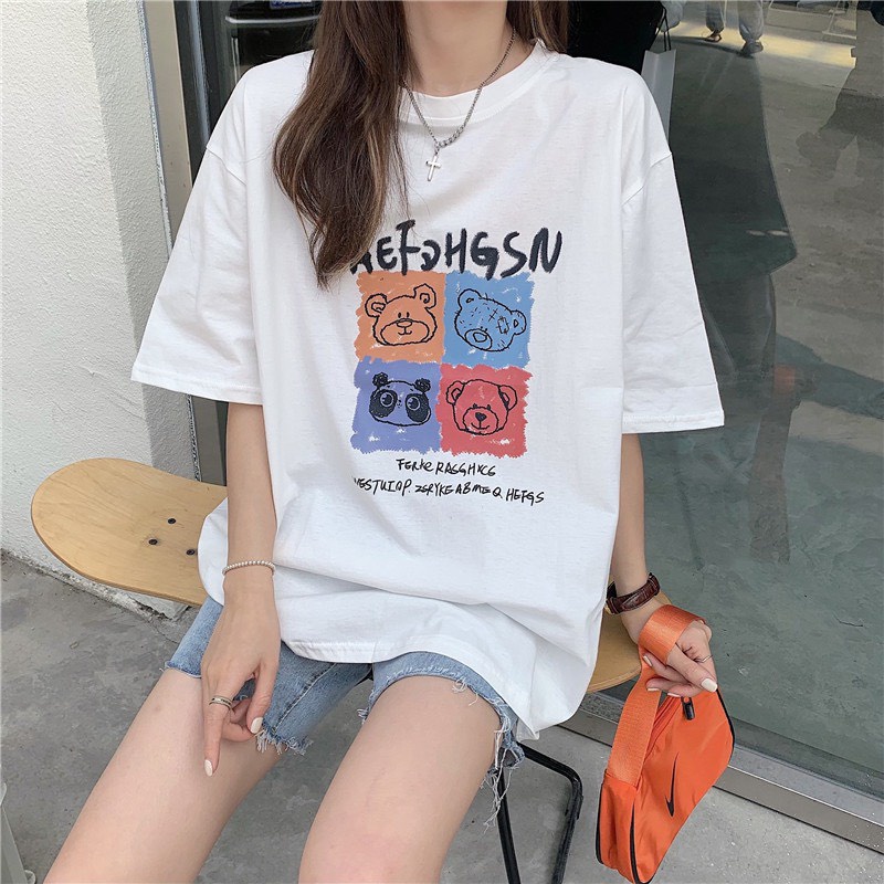 Áo Thun Nam Nữ Tay Lỡ Form Rộng In Hình Thú Cartoon Ulzzang ATV15