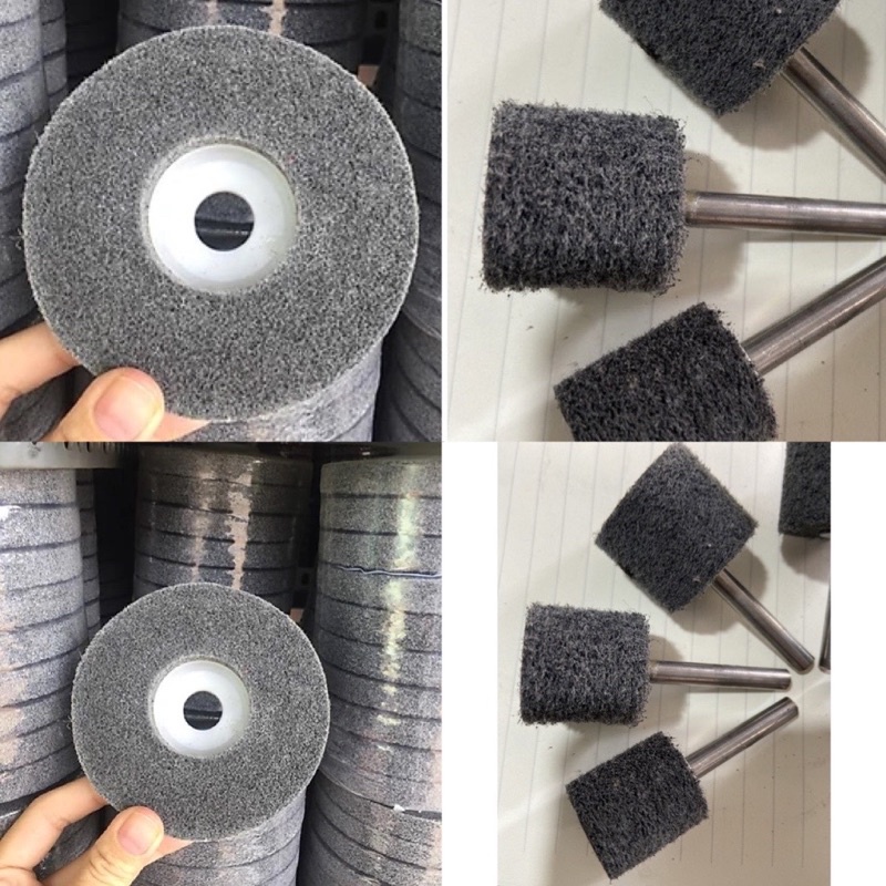 Bánh Nỉ Xám Đánh Bóng 100mm  / Nỉ Trụ Đánh Bóng Gắn Máy Khoan Cán 6mm