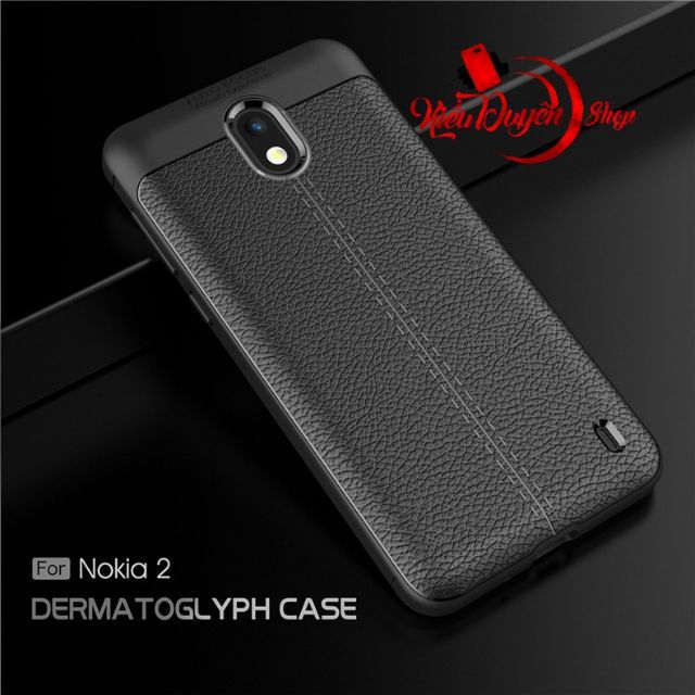 Ốp lưng Nokia 2 dẻo vân da cao cấp ( Đen )