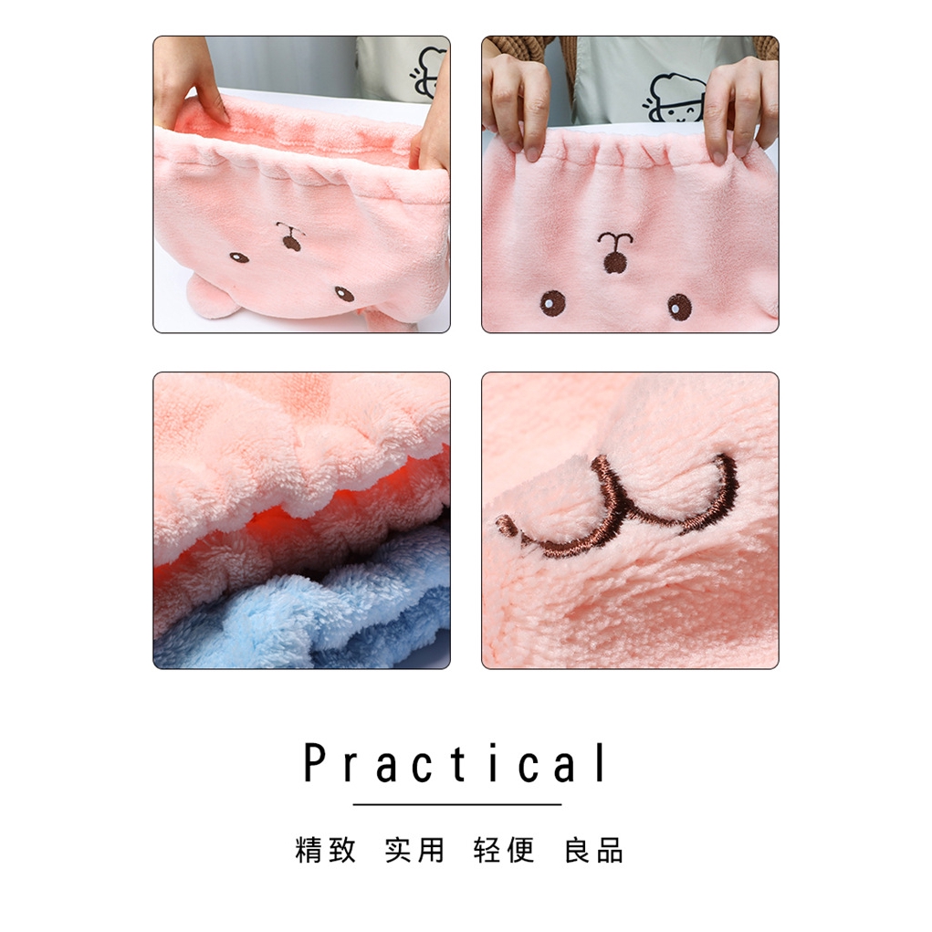 Khăn mũ trùm đầu siêu hút nước tiện lợi khi tắm